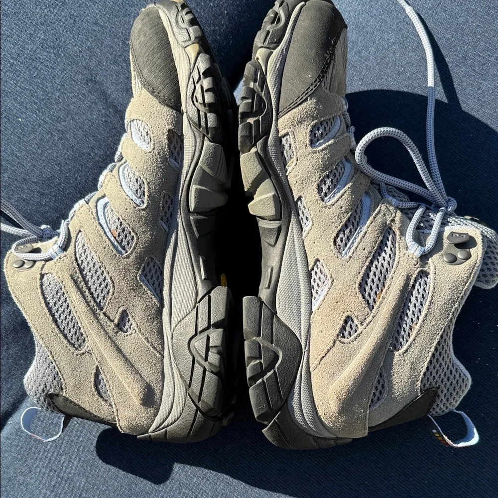 Merrell Moab Gray periwinkle Lace Up waterproof athletic hiking Boots - Picture 4 of 7